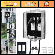 Dual Outlet Cover Box for Baby Safety - 2-Gang, Easy Install, Extra Space for Pl