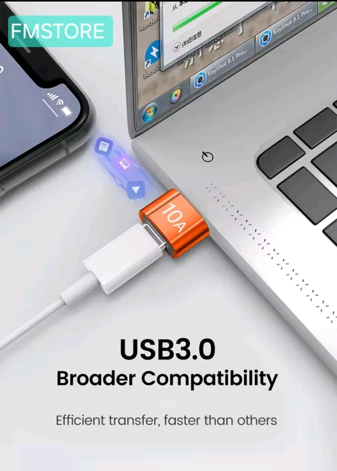 ADATTATORE OTG DA USB-A FEMMINA A USB C TIPO C MASCHIO CONVERTITORE UNIVERSALE A - Immagine 4 di 4