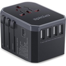 Universal Travel Adapter with 1AC/1 USBC/4 USBA Ports