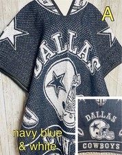 Poncho grueso del equipo de fútbol americano Dallas Cowboys hecho a mano Sarape Jorongo Afelpado