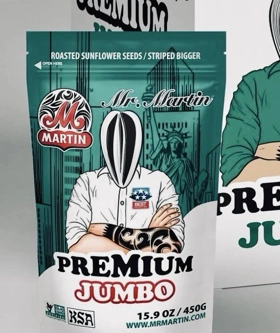 Semillas de girasol Mr. Martin Premium Jumbo 12 bolsas bocadillo tostado saludable sin sal Foto 2 de 3