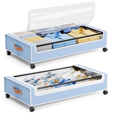 Under Bed Storage with Wheels, 2 Pack Under Bed Storage Containers, 60L Under...