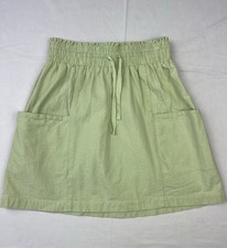 Urban Outfitters Light Green Cotton Mini Skirt S Drawstring Pockets