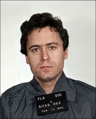 Ted Bundy Photo 8X10 - 1980 Mugshot Serial Killer COLORIZED FREE SHIPPING