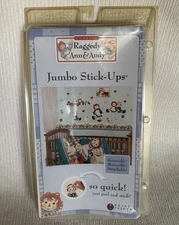 Priss Prints Raggedy Ann & Andy 20 + Jumbo Stick-Ups Peal & Stick Removable