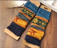 Women Winter Boho Warm Leg Warmers Cable Knit Boot Toppers Knee High Leg Warmers