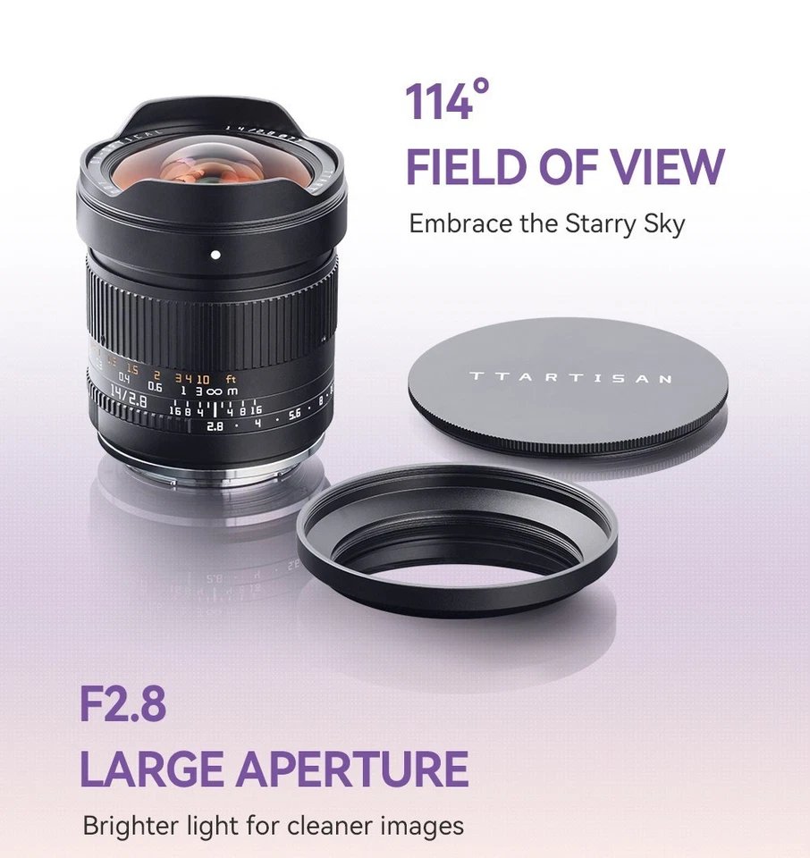 Lente gran angular TTArtisan MF 14mm F2.8 ASPH para enfoque manual de... - Imagen 3 de 4