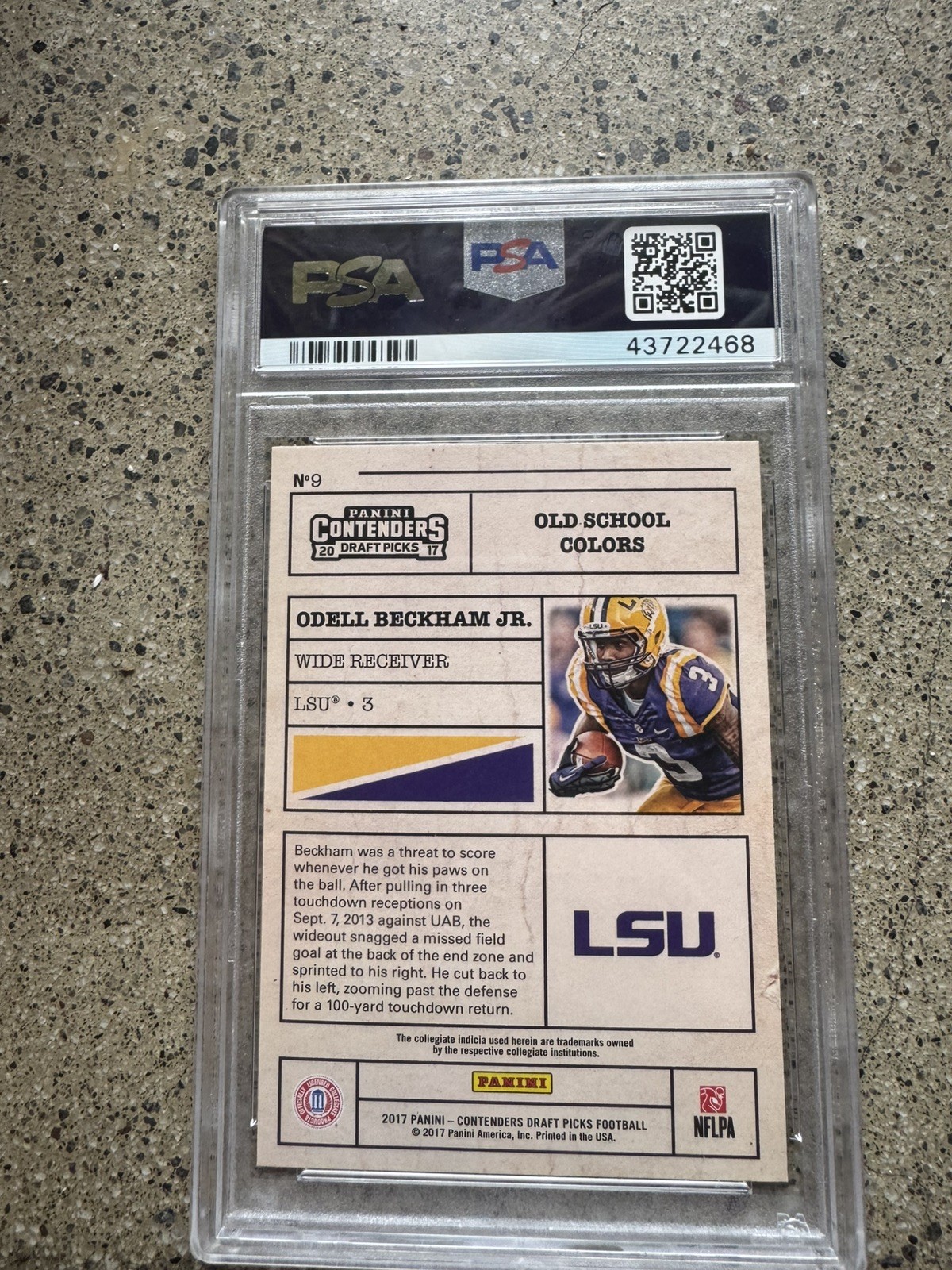 2017 Panini Contenders Draft Picks Old School Colors #9 ODELL BECKHAM Jr. PSA 8 view 2