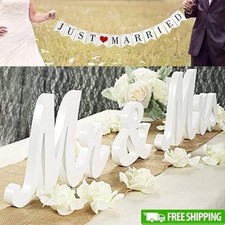 Mr  Mrs Wedding Sign Set Just Married Banner Table Decorations Wood Letters New