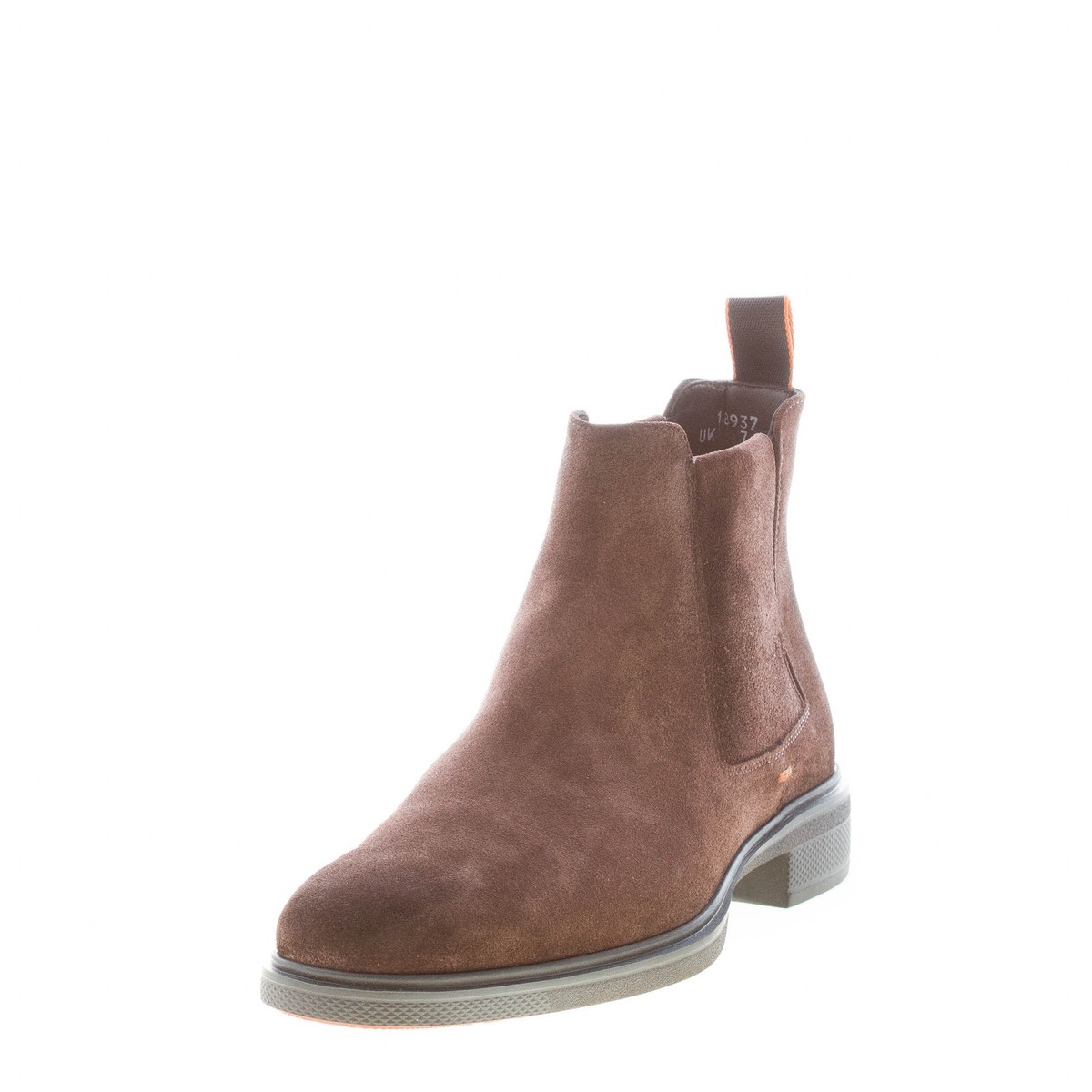 SANTONI men shoes Dark brown suede chelsea boot Easy line 