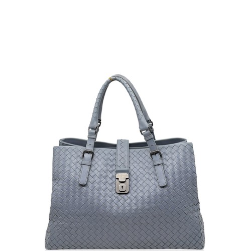 Bottega Veneta Large Roma Tote Bag Light Blue Calfskin Intrecciato (ym040126r0)