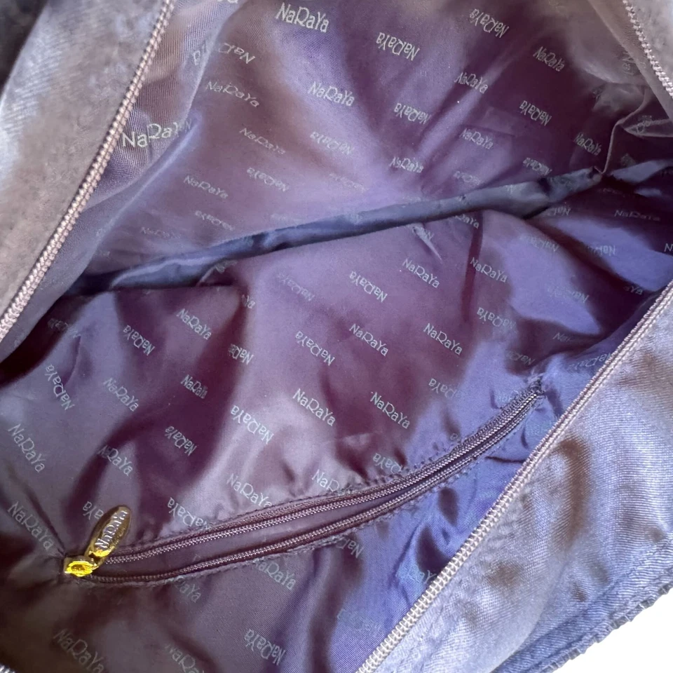 Bolso de Mano NaRaYa Azul Marino Arrugado Texturizado Doble Asas y Cierre de Cremallera Foto 3 de 4