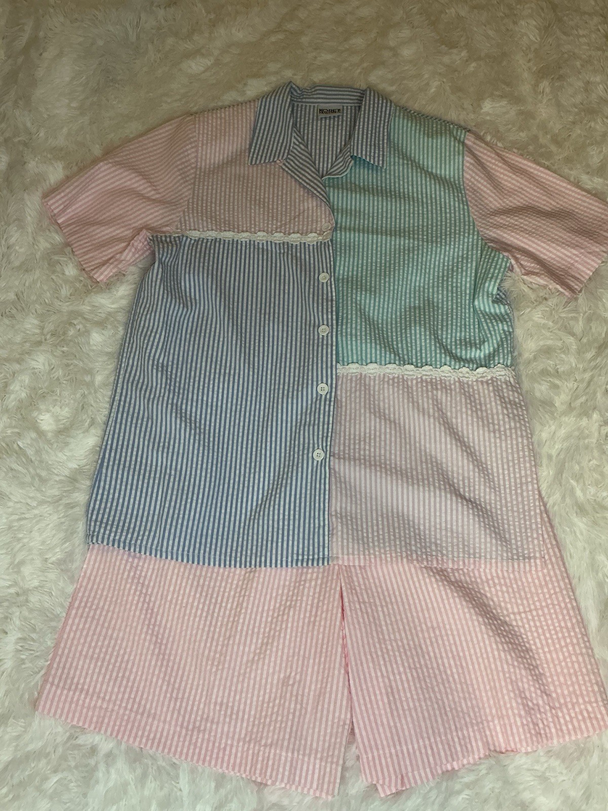 Koret Vintage Patchwork Button Up Pastel Colored … - image 1
