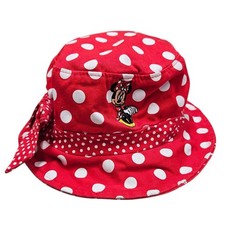 Disney Parks Minnie Mouse Red White Polka Dot Bucket Hat Bow Authentic Original