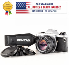 NEAR MINT PENTAX ME Silver 35mm Film Camera w/ SMC PENTAX-M 50mm f/1.4 Tested