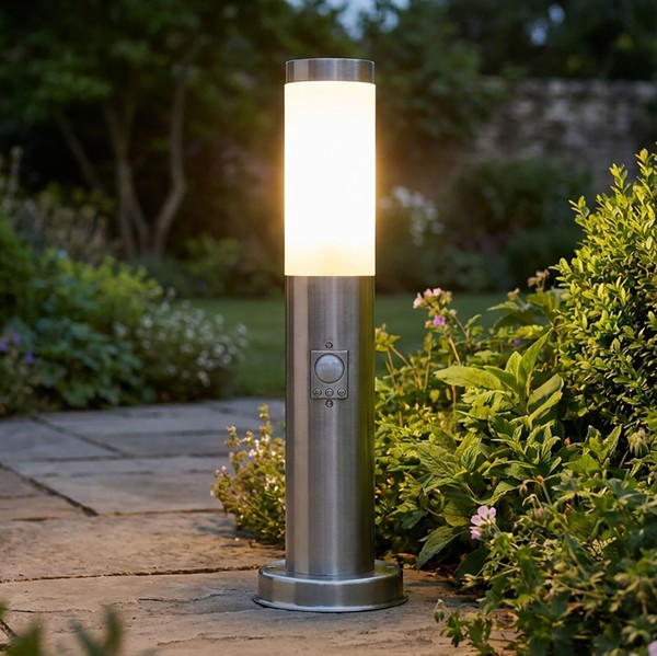 Stehlampe Wegeleuchte AußEnleuchte Led Edelstahl Opal Bewegungsmelder H 45 Cm-image