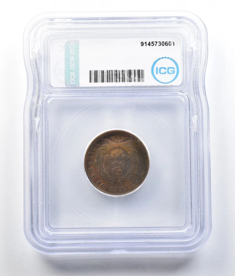 1864 Shield Two Cents Small Motto VG8 ICG PQ *7821 - Image 2 of 3