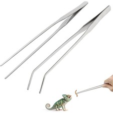 Stainless Steel Reptile Feeding Tongs Straight and Curved Tweezers for Aquarium