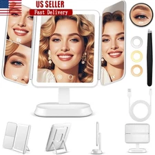 Detachable LED Makeup Mirror W/ 1X 5X 10X 30X Magnification 360° Rotation New