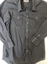 Sheplers Dark Grey Pearl Snap Long Sleeve Western Shirt Size 16 1/2 Tall