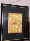 Handmade Mexican Folk Art Framed Straw Mosaic Landscape with Figures and Cactus — photo 2