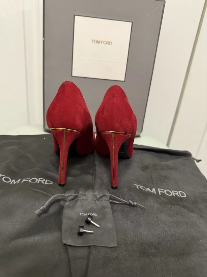 Tom Ford Tacón Gamuza Rojo Escarlata Talla 37 Foto 3 de 4