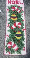 NOEL bells Christmas latch hook Rug Runner wall hanging Candy Cane Tree