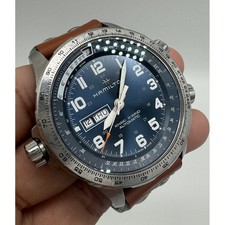 Hamilton Khaki Aviation X-Wind Auto Blue Dial Leather Band Men Watch H77765541