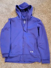 Womens UNDER ARMOUR Storm Purple Hooded Hoodie Semi Fitted Full Zip Jacket M