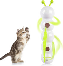 Interactive Cat Feather Toy, Caterpillar Cat Toy Automatic Fluffy Tail Teaser wi