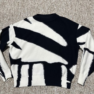 Hugo Boss Womens mock neck sweater Size S Cotton Black & White Beautiful Great