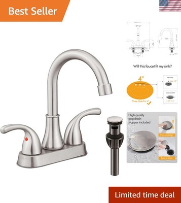Bathroom Sink Faucet 4 Inch Faucet 2 Handle Bathroom Sink Faucets Lead-Free B...