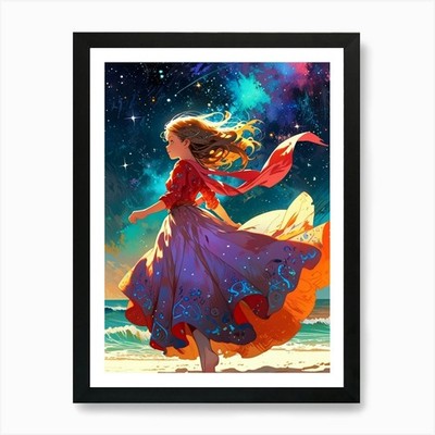 Girl In The Sky 1 Art Print Framed Wall Art Poster Canvas Print Picture