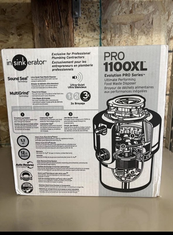 InSinkErator PRO1100XL PRO 1100XL-5A Garbage Disposal New In Box 1.1 HP