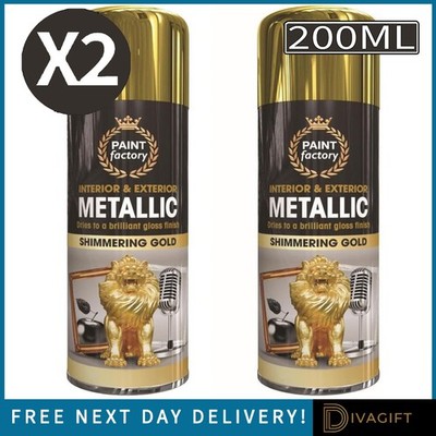 2 x GOLD METALLIC SPRÜHFARBE 200ML WEIHNACHTEN AEROSOL FÜR HOLZ METALL KUNSTSTOFF NEU