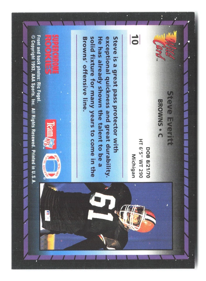1993 Wild Card #10 Steve Everitt Superchrome Rookies - Image 2 of 2