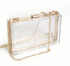 Evening Shoulder Handbag Premium Transparent Clear Acrylic Hard Box Clutch Bag
