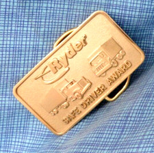 Ryder Truck Safe Driver Award Dress Belt Buckle IOB Vtg 80s Herff Jones .TAZ325