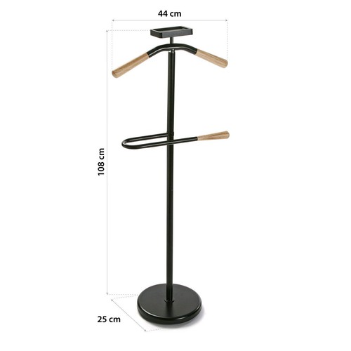 SERVO MUTO, APPENDIABITI, INDOSSATORE IN LEGNO E METALLO NERO P25x44x108 cm - Foto 2 di 6