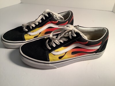VANS Old Skool Sneakers Shoes Sz Mens 6 W 7.5 Fireflames Skateboard