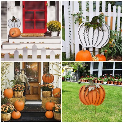 Metal Pumpkin Yard Stake Pumpkin Garden Sign Fall Decor Indoor Outdoor ...