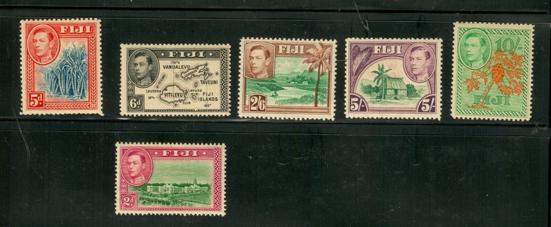 1938 Fiji Sc 121, 123, 130, 131, 131A and 135 part set Mint LH