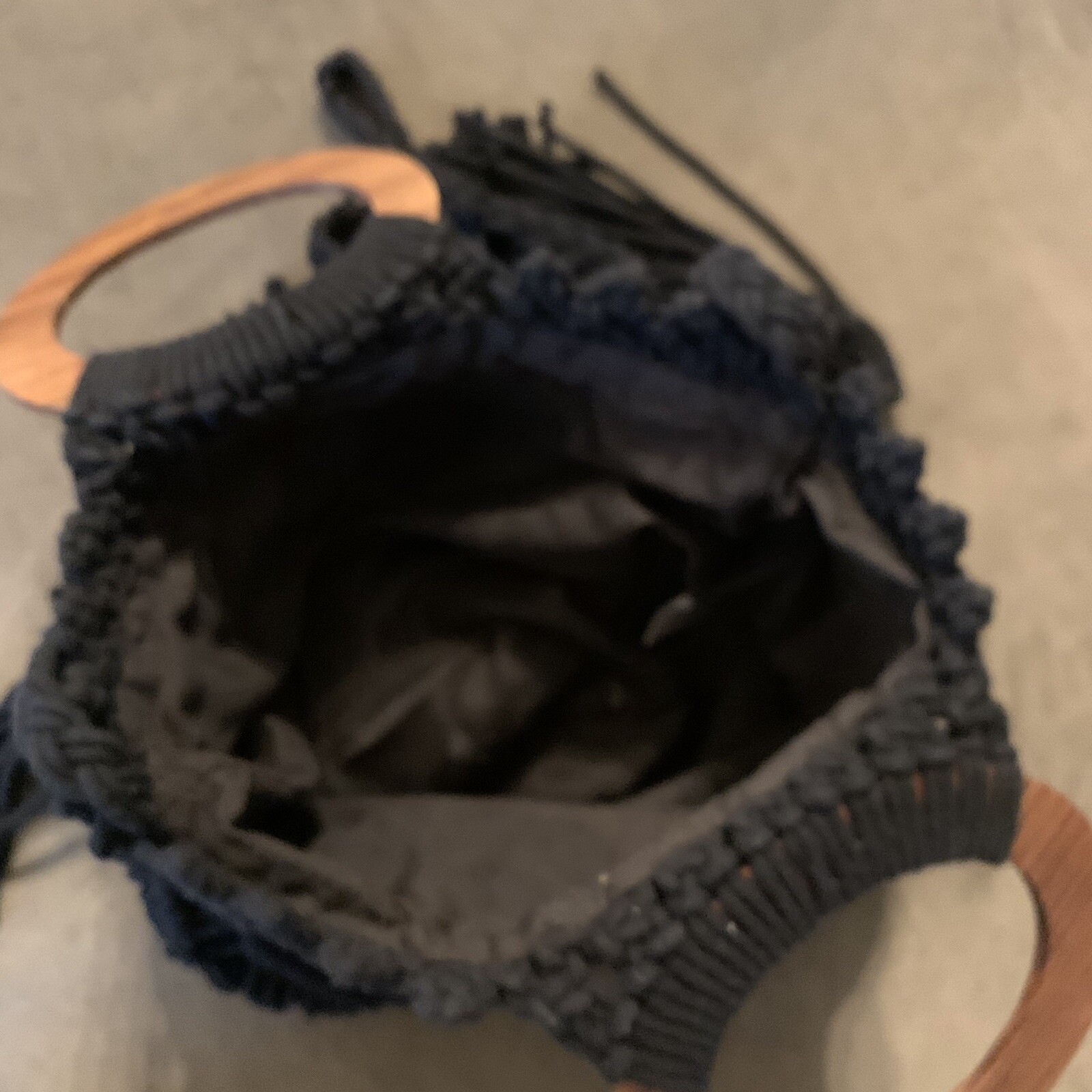 DANIELLE NICOLE Black Macrame Crochet Woven Wood … - image 7