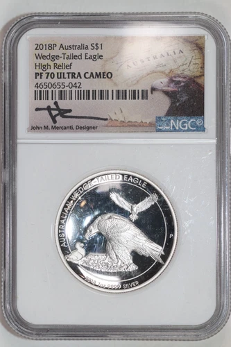 2018 AUSTRALIA $1 SILVER WEDGE TAILED EAGLE NGC PR70 UCAM MERCANTI