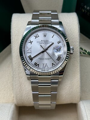Rolex Datejust 36 NEW 2022 Silver Pave 6 9 Diamond Dial Stainless Fluted Jubilee
