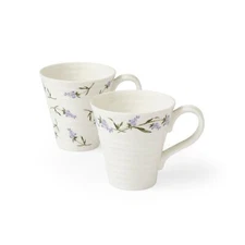 Portmeirion Sophie Conran Lavandula Coffee Mugs, Set of 2 Lavender Sprig Flower