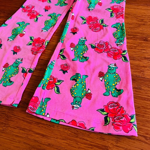 Bonds Wiggles Dorothy the Dinosaur Pink Red Rose Bell Bottom Pants BNWT Size 5 - Picture 2 of 4
