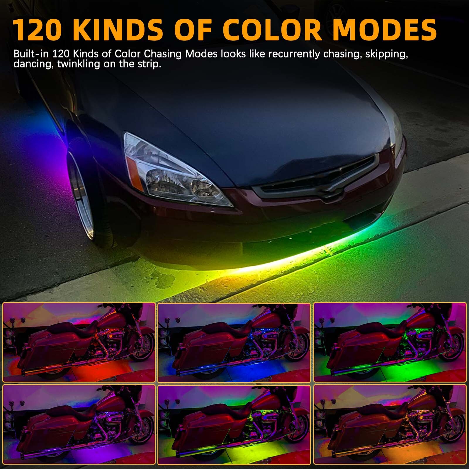 6 RGB Car Strip Light LED Underglow Turn Signal&Brake For Lamborghini Aventador