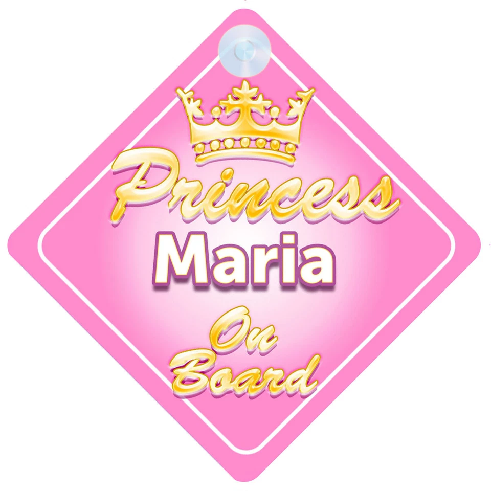 MYBABYONBOARD UK Letrero de automóvil personalizado para bebé niña de la princesa heredera María a bordo