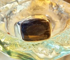 Genuine 925 Sterling Silver Untreated Chunky Sapphire Gemstone Ring Size 11